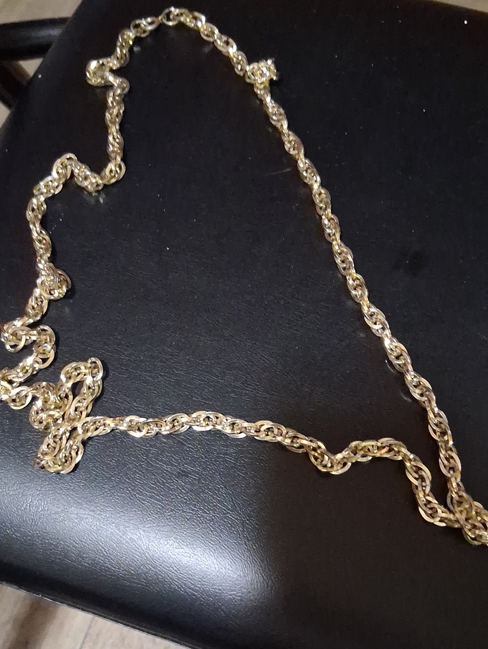 Vintage Gold Tone Rope Chain Necklace - Women's Jewelry